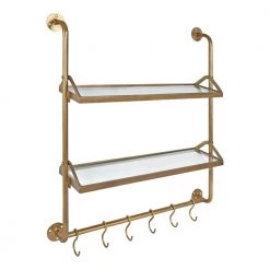 Marit 26 in. x 31 in. x 6 in. Gold Decorative Wall Shelf by Kate and Laurel