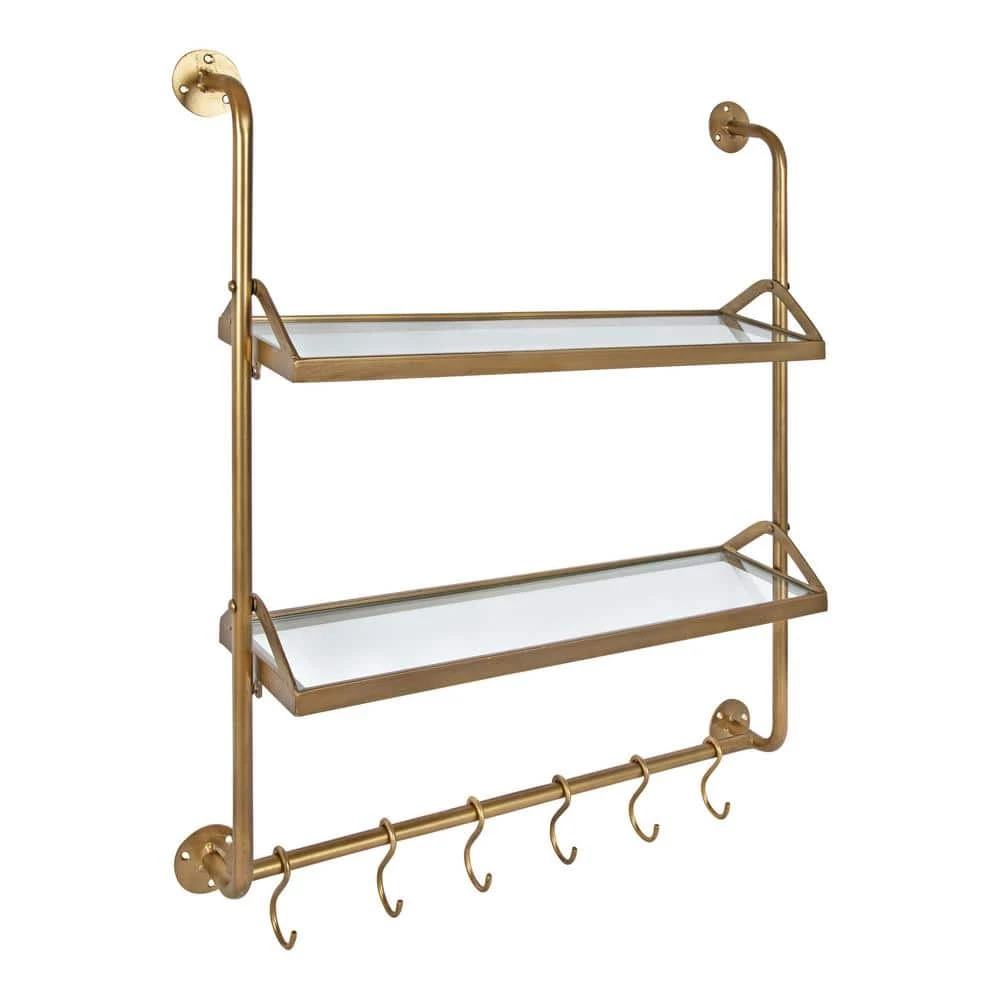 Marit 26 in. x 31 in. x 6 in. Gold Decorative Wall Shelf by Kate and Laurel 3 Marit 26 in. x 31 in. x 6 in. Gold Decorative Wall Shelf by Kate and Laurel