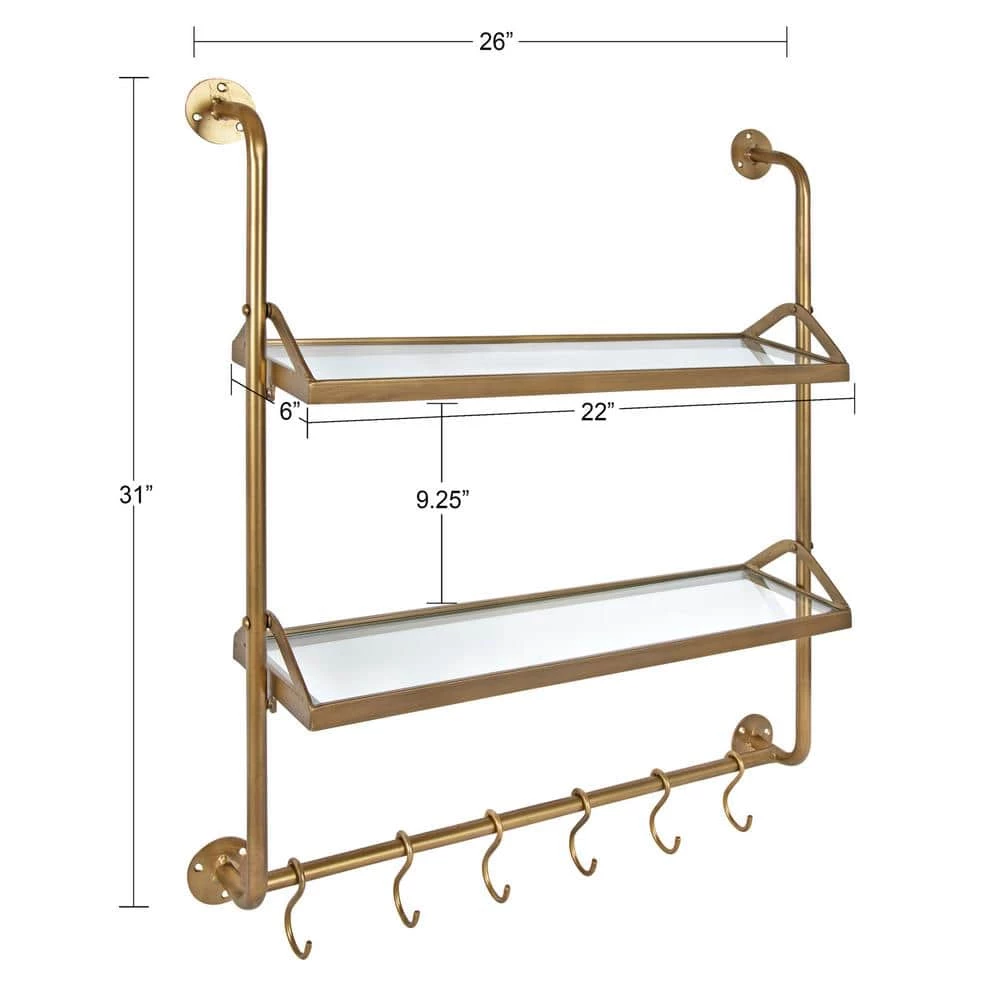 Marit 26 in. x 31 in. x 6 in. Gold Decorative Wall Shelf by Kate and Laurel 4 Marit 26 in. x 31 in. x 6 in. Gold Decorative Wall Shelf by Kate and Laurel - Image 2