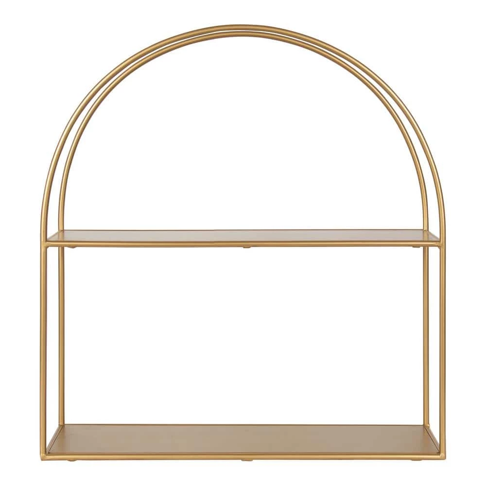 Monroe 6 in. x 24 in. x 26 in. Gold Metal Floating Decorative Wall Shelf Without Brackets by Kate and Laurel 7 Monroe 6 in. x 24 in. x 26 in. Gold Metal Floating Decorative Wall Shelf Without Brackets by Kate and Laurel - Image 5