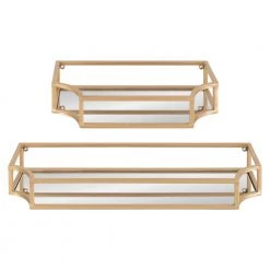 Ciel 6 in. x 18 in. x 3 in. Gold Metal Floating Decorative Wall Shelf Without Brackets by Kate and Laurel -Kate and Laurel Shop gold kate and laurel decorative shelving 218870 4f 1000