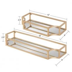 Ciel 6 in. x 18 in. x 3 in. Gold Metal Floating Decorative Wall Shelf Without Brackets by Kate and Laurel -Kate and Laurel Shop gold kate and laurel decorative shelving 218870 c3 1000