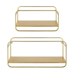 Emerline 6.5 in. x 21 in. x 10 in. Gold Metal Floating Decorative Wall Shelf Without Cubbies With Brackets by Kate and Laurel 12 Emerline 6.5 in. x 21 in. x 10 in. Gold Metal Floating Decorative Wall Shelf Without Cubbies With Brackets by Kate and Laurel -Kate and Laurel Shop gold kate and laurel decorative shelving 219289 4f 1000