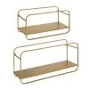 Emerline 6.5 in. x 21 in. x 10 in. Gold Metal Floating Decorative Wall Shelf Without Cubbies With Brackets by Kate and Laurel -Kate and Laurel Shop gold kate and laurel decorative shelving 219289 64 1000