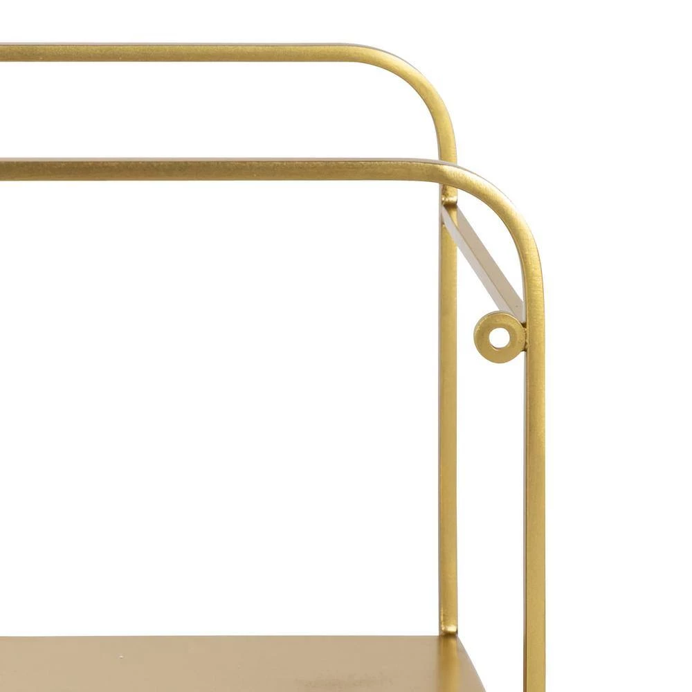 Emerline 6.5 in. x 21 in. x 10 in. Gold Metal Floating Decorative Wall Shelf Without Cubbies With Brackets by Kate and Laurel 4 Emerline 6.5 in. x 21 in. x 10 in. Gold Metal Floating Decorative Wall Shelf Without Cubbies With Brackets by Kate and Laurel - Image 2