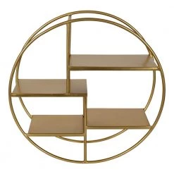 Saphira 6.13 in. x 20 in. x 20 in. Gold Metal Floating Decorative Wall Shelf Without Cubbies With Brackets by Kate and Laurel -Kate and Laurel Shop gold kate and laurel decorative shelving 219295 4f 1000