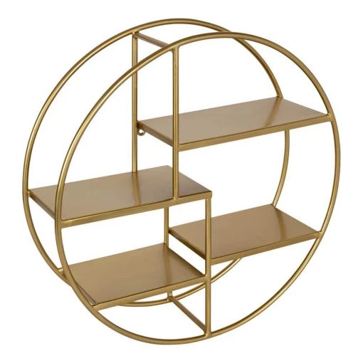 Saphira 6.13 in. x 20 in. x 20 in. Gold Metal Floating Decorative Wall Shelf Without Cubbies With Brackets by Kate and Laurel -Kate and Laurel Shop gold kate and laurel decorative shelving 219295 64 1000