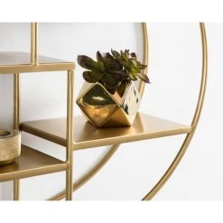 Saphira 6.13 in. x 20 in. x 20 in. Gold Metal Floating Decorative Wall Shelf Without Cubbies With Brackets by Kate and Laurel -Kate and Laurel Shop gold kate and laurel decorative shelving 219295 76 1000