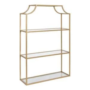 Ciel 6 in. x 20 in. x 30 in. Gold Metal Floating Decorative Wall Shelf Without Brackets by Kate and Laurel 3 Ciel 6 in. x 20 in. x 30 in. Gold Metal Floating Decorative Wall Shelf Without Brackets by Kate and Laurel