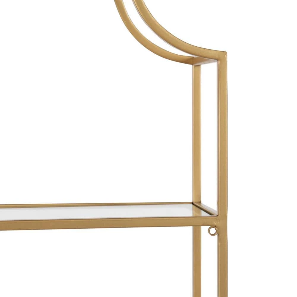 Ciel 6 in. x 20 in. x 30 in. Gold Metal Floating Decorative Wall Shelf Without Brackets by Kate and Laurel 5 Ciel 6 in. x 20 in. x 30 in. Gold Metal Floating Decorative Wall Shelf Without Brackets by Kate and Laurel - Image 3