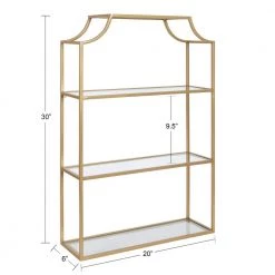Ciel 6 in. x 20 in. x 30 in. Gold Metal Floating Decorative Wall Shelf Without Brackets by Kate and Laurel 10 Ciel 6 in. x 20 in. x 30 in. Gold Metal Floating Decorative Wall Shelf Without Brackets by Kate and Laurel -Kate and Laurel Shop gold kate and laurel decorative shelving 219657 c3 1000