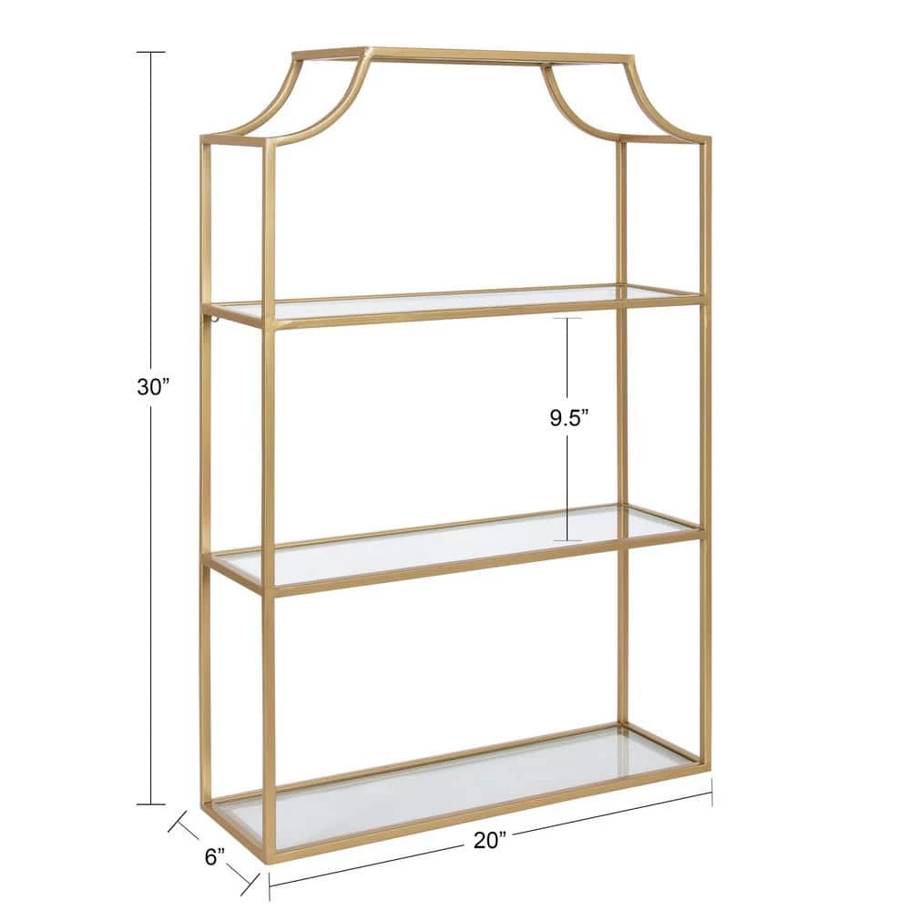 Ciel 6 in. x 20 in. x 30 in. Gold Metal Floating Decorative Wall Shelf Without Brackets by Kate and Laurel 6 Ciel 6 in. x 20 in. x 30 in. Gold Metal Floating Decorative Wall Shelf Without Brackets by Kate and Laurel - Image 4