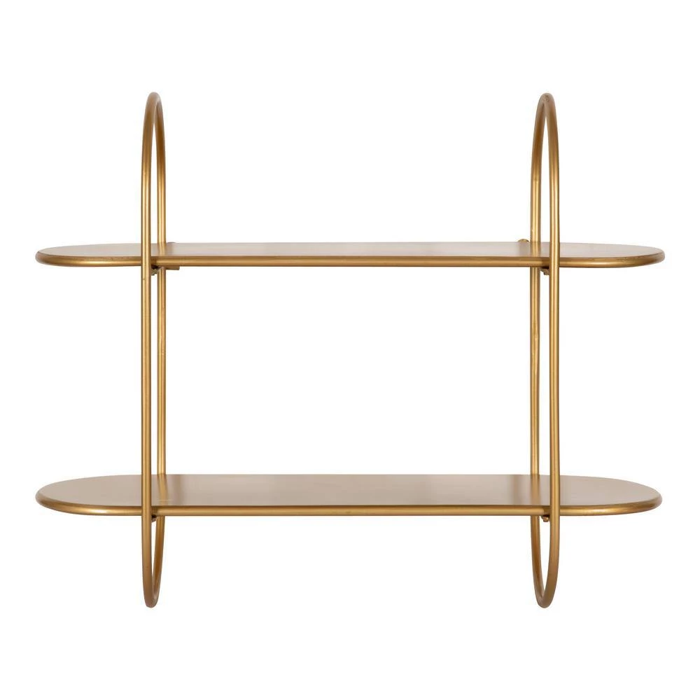 Bekx 8 in. x 24 in. x 20 in. Gold Metal Floating Decorative Wall Shelf Without Cubbies by Kate and Laurel 7 Bekx 8 in. x 24 in. x 20 in. Gold Metal Floating Decorative Wall Shelf Without Cubbies by Kate and Laurel - Image 5