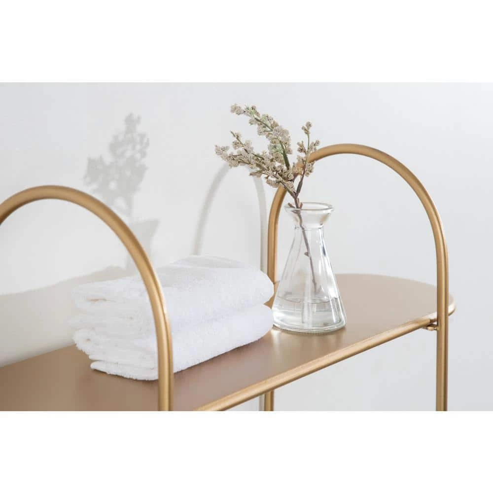 Bekx 8 in. x 24 in. x 20 in. Gold Metal Floating Decorative Wall Shelf Without Cubbies by Kate and Laurel 8 Bekx 8 in. x 24 in. x 20 in. Gold Metal Floating Decorative Wall Shelf Without Cubbies by Kate and Laurel - Image 6