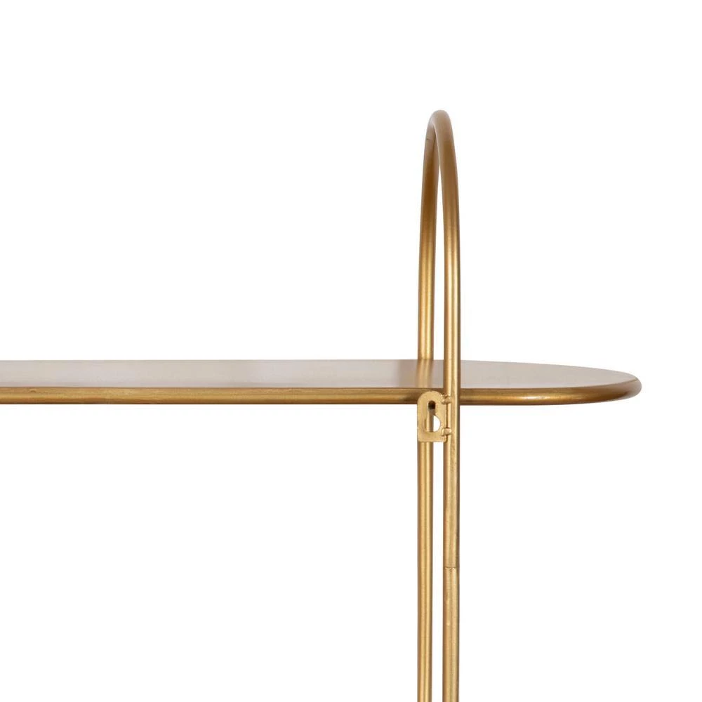 Bekx 8 in. x 24 in. x 20 in. Gold Metal Floating Decorative Wall Shelf Without Cubbies by Kate and Laurel 4 Bekx 8 in. x 24 in. x 20 in. Gold Metal Floating Decorative Wall Shelf Without Cubbies by Kate and Laurel - Image 2