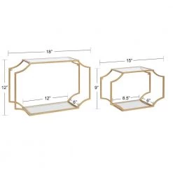 Ciel 6 in. x 18 in. x 12 in. Gold Metal Floating Decorative Wall Shelf Without Cubbies With Brackets by Kate and Laurel -Kate and Laurel Shop gold kate and laurel decorative shelving 220466 c3 1000