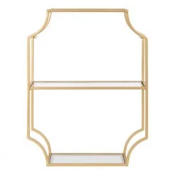 Ciel 6 in. x 18 in. x 24 in. Gold Metal Floating Decorative Wall Shelf Without Cubbies With Brackets by Kate and Laurel 12 Ciel 6 in. x 18 in. x 24 in. Gold Metal Floating Decorative Wall Shelf Without Cubbies With Brackets by Kate and Laurel -Kate and Laurel Shop gold kate and laurel decorative shelving 220468 4f 1000