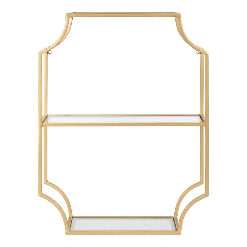 Ciel 6 in. x 18 in. x 24 in. Gold Metal Floating Decorative Wall Shelf Without Cubbies With Brackets by Kate and Laurel 7 Ciel 6 in. x 18 in. x 24 in. Gold Metal Floating Decorative Wall Shelf Without Cubbies With Brackets by Kate and Laurel - Image 5