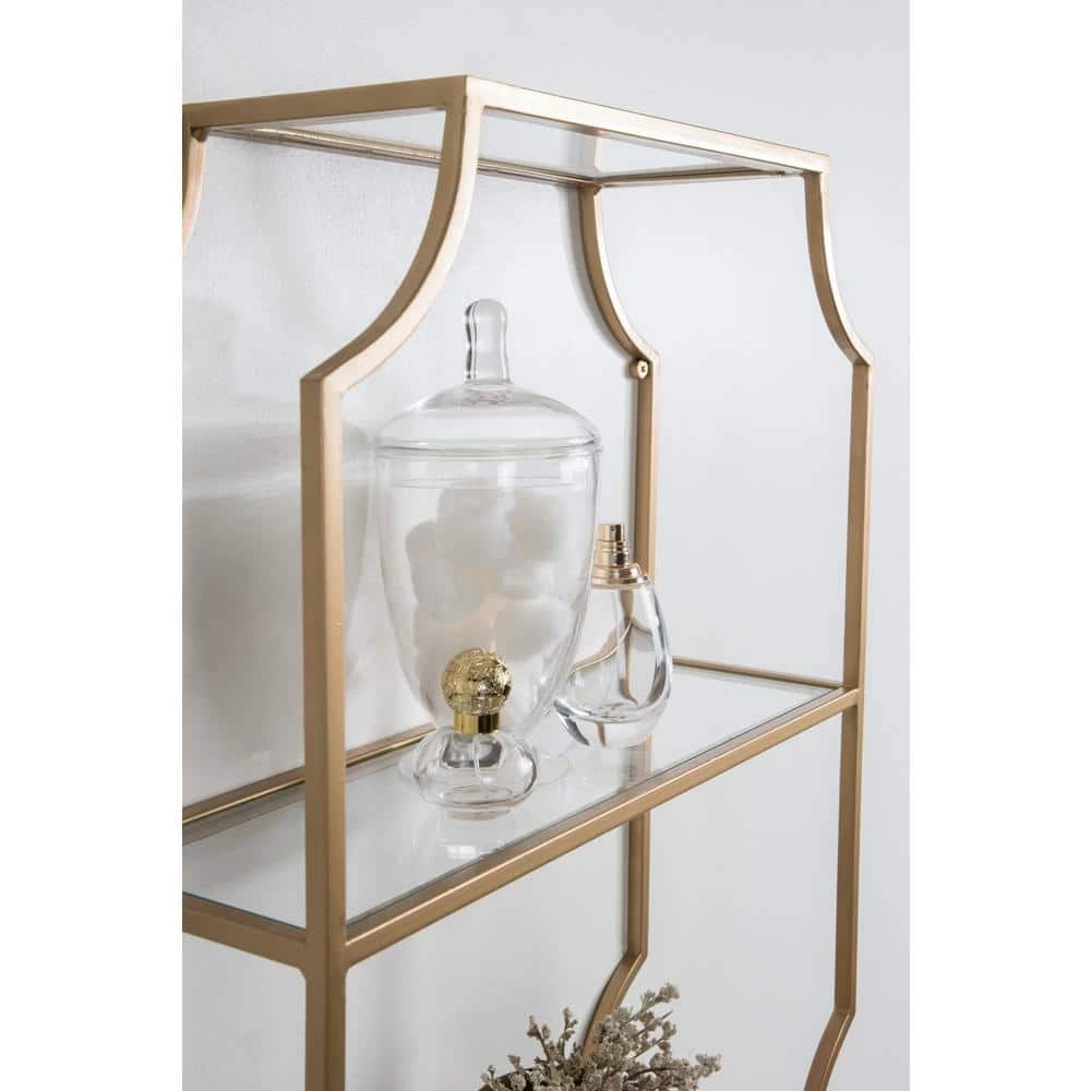 Ciel 6 in. x 18 in. x 24 in. Gold Metal Floating Decorative Wall Shelf Without Cubbies With Brackets by Kate and Laurel 8 Ciel 6 in. x 18 in. x 24 in. Gold Metal Floating Decorative Wall Shelf Without Cubbies With Brackets by Kate and Laurel - Image 6
