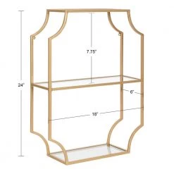 Ciel 6 in. x 18 in. x 24 in. Gold Metal Floating Decorative Wall Shelf Without Cubbies With Brackets by Kate and Laurel 11 Ciel 6 in. x 18 in. x 24 in. Gold Metal Floating Decorative Wall Shelf Without Cubbies With Brackets by Kate and Laurel -Kate and Laurel Shop gold kate and laurel decorative shelving 220468 c3 1000