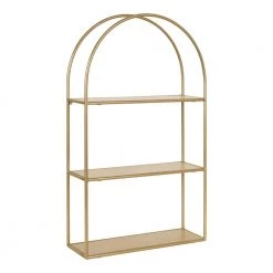 Monroe 6.00 in. D 18.00 in. W 30.75 in. H Gold Metal Floating Decorative Wall Shelf by Kate and Laurel