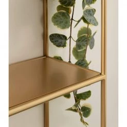 Monroe 6.00 in. D 18.00 in. W 30.75 in. H Gold Metal Floating Decorative Wall Shelf by Kate and Laurel -Kate and Laurel Shop gold kate and laurel decorative shelving 222361 76 1000