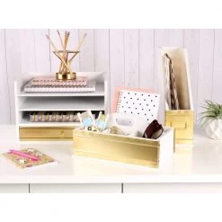 Industrious Gold/White Wood Letter Tray by Kate and Laurel 10 Industrious Gold/White Wood Letter Tray by Kate and Laurel -Kate and Laurel Shop gold white kate and laurel office storage organization 210022 1f 1000