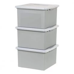 37 qt. Gray Snap Tight Plastic Letter and Legal File Organizer Box (Pack of 3) by IRIS