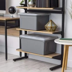 44 qts. Wing-Lid Latter Size File Organizer Box in Gray with Clear Lid by IRIS -Kate and Laurel Shop gray clear iris storage bins 500228 4f 1000