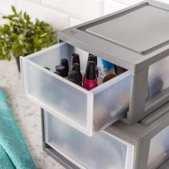 8.50 in. W x 6 in. H Single Gray Stackable Storage Drawer by IRIS 12 8.50 in. W x 6 in. H Single Gray Stackable Storage Drawer by IRIS -Kate and Laurel Shop gray clear iris storage drawers 500221 4f 1000