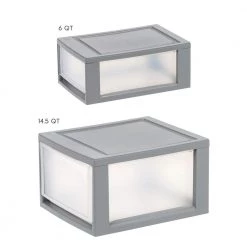 11.88 in. W x 8.13 in. H Gray Stackable Storage Single Drawer by IRIS -Kate and Laurel Shop gray clear iris storage drawers 500222 76 1000