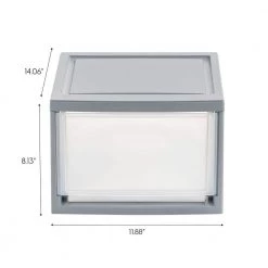 11.88 in. W x 8.13 in. H Gray Stackable Storage Single Drawer by IRIS -Kate and Laurel Shop gray clear iris storage drawers 500222 fa 1000