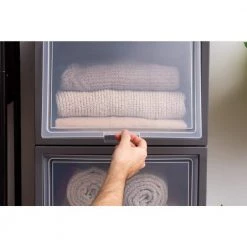 Deep Box Chest with Sliding Door, Gray by IRIS -Kate and Laurel Shop gray clear iris utility carts 500110 1f 1000