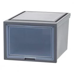 Deep Box Chest with Sliding Door, Gray by IRIS