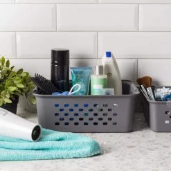 13.8 qt. Medium Organizer Storage Basket, Gray by IRIS 10 13.8 qt. Medium Organizer Storage Basket, Gray by IRIS -Kate and Laurel Shop gray gray iris storage bins 500226 1f 1000