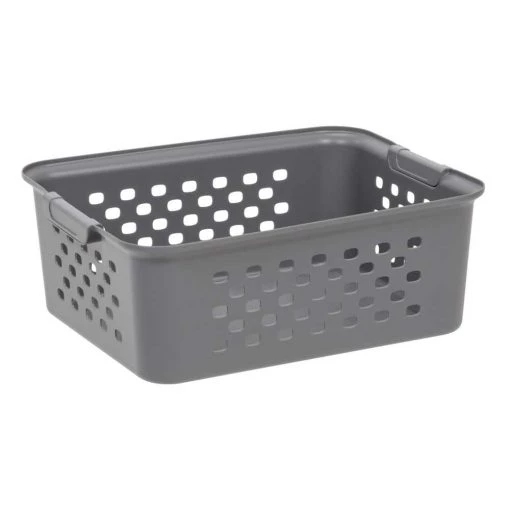 13.8 qt. Medium Organizer Storage Basket, Gray by IRIS 1 13.8 qt. Medium Organizer Storage Basket, Gray by IRIS -Kate and Laurel Shop gray gray iris storage bins 500226 64 1000