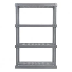 Elephant Gray Plastic Rack Shelf with 4 Large Shelves by IRIS 11 Elephant Gray Plastic Rack Shelf with 4 Large Shelves by IRIS -Kate and Laurel Shop gray iris freestanding shelving units 510020 1f 1000