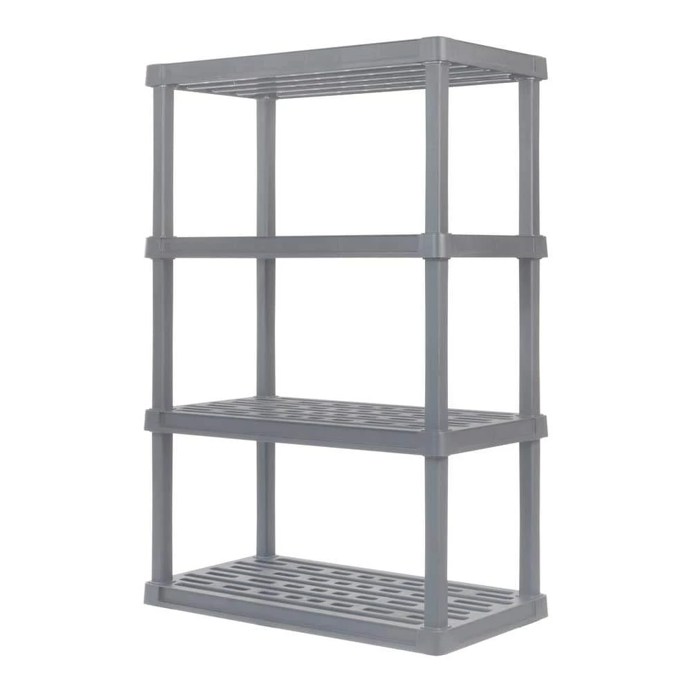 Elephant Gray Plastic Rack Shelf with 4 Large Shelves by IRIS 3 Elephant Gray Plastic Rack Shelf with 4 Large Shelves by IRIS