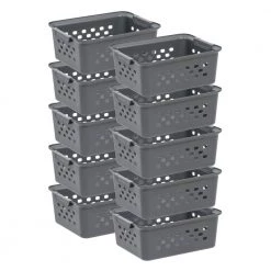 7 qt. Organizer Storage Basket in Gray with Built in Handle (10-Pack) by IRIS