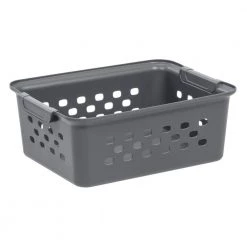 7 qt. Organizer Storage Basket in Gray with Built in Handle (10-Pack) by IRIS -Kate and Laurel Shop gray iris storage bins 500164 c3 1000