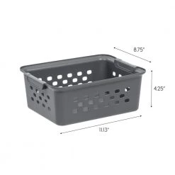 7 qt. Small Organizer Storage Basket, Gray by IRIS 13 7 qt. Small Organizer Storage Basket, Gray by IRIS -Kate and Laurel Shop gray iris storage bins 500225 fa 1000