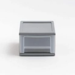 6.5 Qt. Stackable Drawer Storage Bin with a Built in Handle in Gray by IRIS -Kate and Laurel Shop gray iris storage drawers 500162 c3 1000
