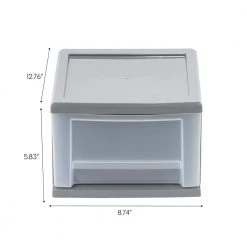 6.5 Qt. Stackable Drawer Storage Bin with a Built in Handle in Gray by IRIS -Kate and Laurel Shop gray iris storage drawers 500162 fa 1000