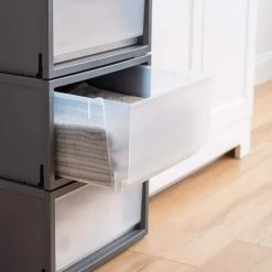 Plastic Stackable Chest Drawer in Gray (1-Drawer) (3-Pack) by IRIS -Kate and Laurel Shop gray iris utility carts 500115 4f 1000