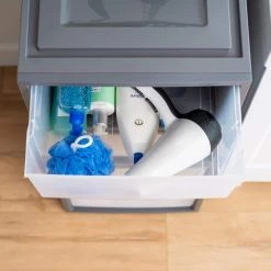 Plastic Chest Drawer in Gray by IRIS -Kate and Laurel Shop gray iris utility carts 500116 4f 1000