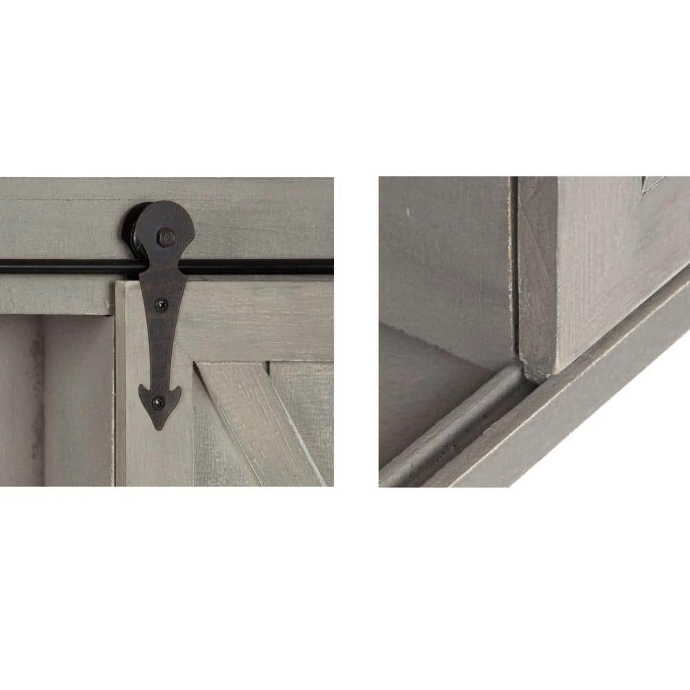 Cates 6 in. x 22 in. x 28 in. Gray Wood Decorative Cabinet Wall Shelf with Mirror by Kate and Laurel 8 Cates 6 in. x 22 in. x 28 in. Gray Wood Decorative Cabinet Wall Shelf with Mirror by Kate and Laurel - Image 6