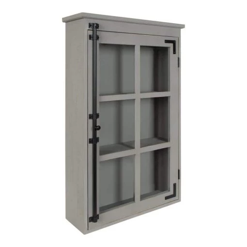 Hutchins 6 in. x 20 in. x 32 in. Gray Wood Floating Decorative Cubby Wall Shelf With Brackets by Kate and Laurel 2 Hutchins 6 in. x 20 in. x 32 in. Gray Wood Floating Decorative Cubby Wall Shelf With Brackets by Kate and Laurel -Kate and Laurel Shop gray kate and laurel decorative shelving 216866 64 1000