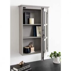 Hutchins 6 in. x 20 in. x 32 in. Gray Wood Floating Decorative Cubby Wall Shelf With Brackets by Kate and Laurel -Kate and Laurel Shop gray kate and laurel decorative shelving 216866 76 1000