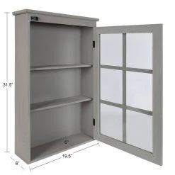 Hutchins 6 in. x 20 in. x 32 in. Gray Wood Floating Decorative Cubby Wall Shelf With Brackets by Kate and Laurel -Kate and Laurel Shop gray kate and laurel decorative shelving 216866 e1 1000