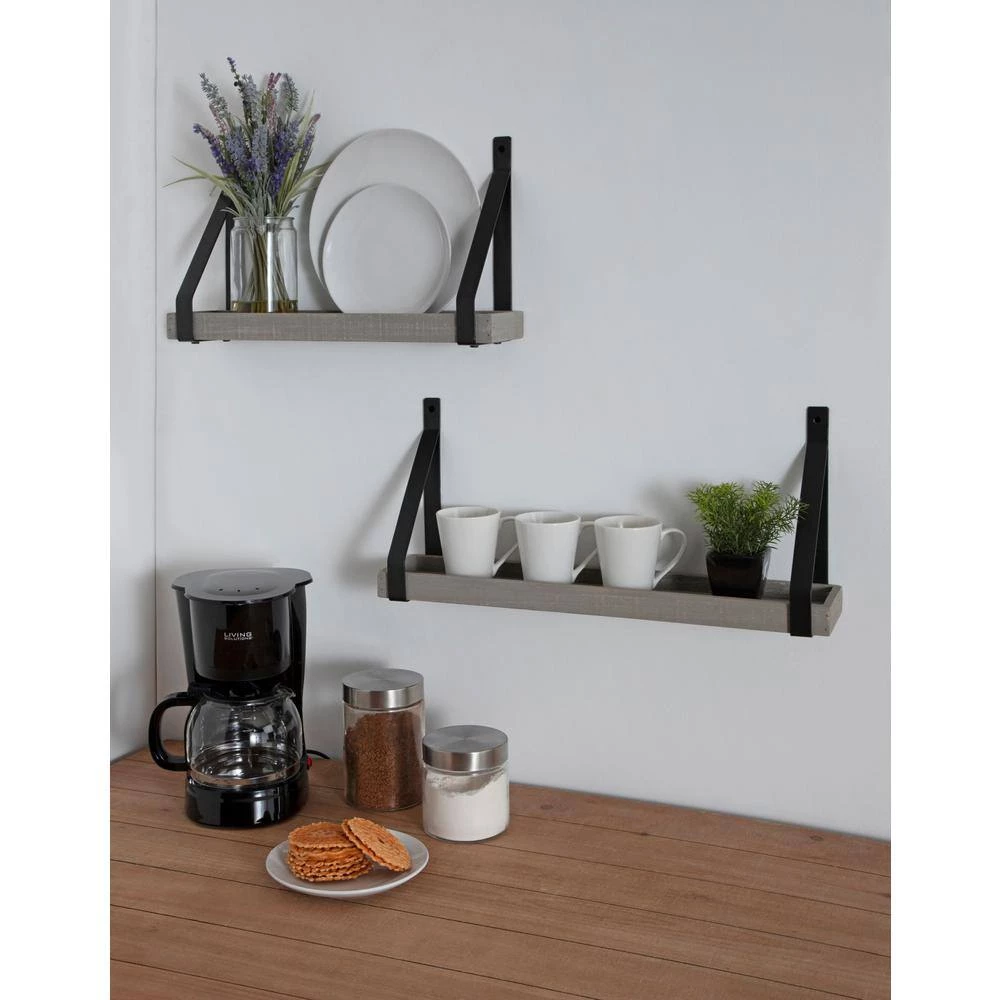 Sudbury 24 in. x 10 in. x 5 in. Gray Decorative Wall Shelf by Kate and Laurel 9 Sudbury 24 in. x 10 in. x 5 in. Gray Decorative Wall Shelf by Kate and Laurel - Image 7